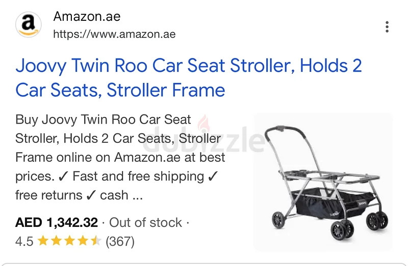 Joovy Twin Roo Car Seat Stroller, Holds 2 Car Seats, Stroller Frame63174808698882112