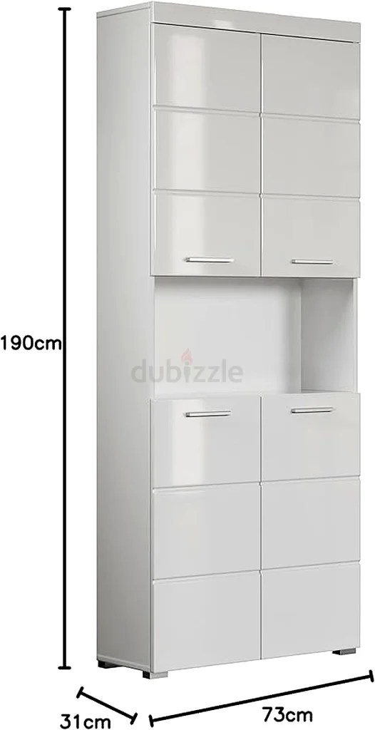 trendteam bathroom tall cabinet Amanda white melaminewhite high gloss tie63215864543618113