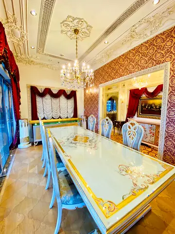 Dining table set for 10 peoples in traditional and antique design