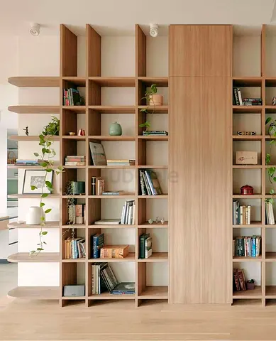 Stylish Modern Bookcase with Natural Wood Finish