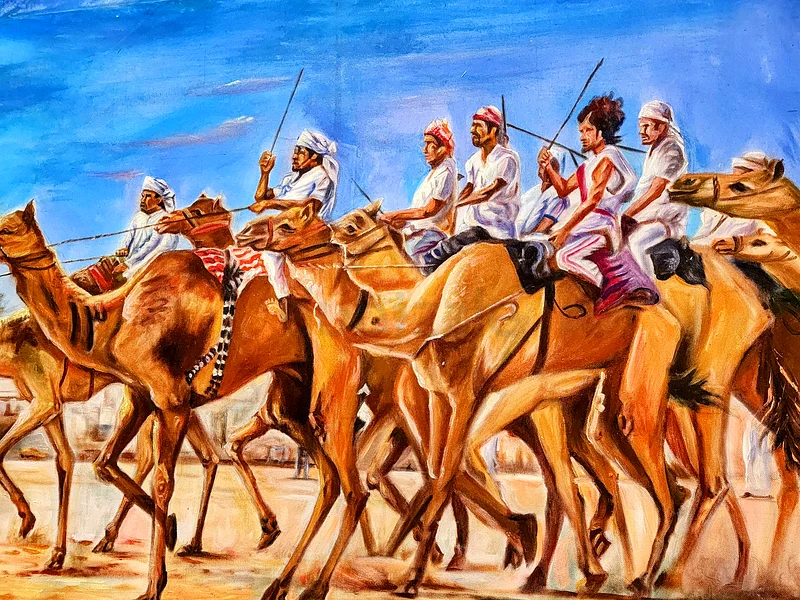 Captivating Camel Racing Artwork - A Slice of Tradition!63177129175426111