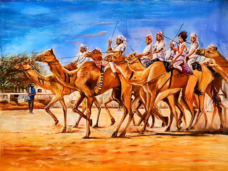 Captivating Camel Racing Artwork - A Slice of Tradition!63177129175426114