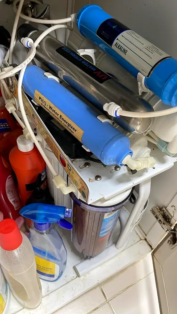 Water filter with tank