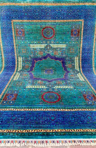 170 x 240 cm | New Handmade Beautiful Blue Mamluk Fine Quality Carpet
