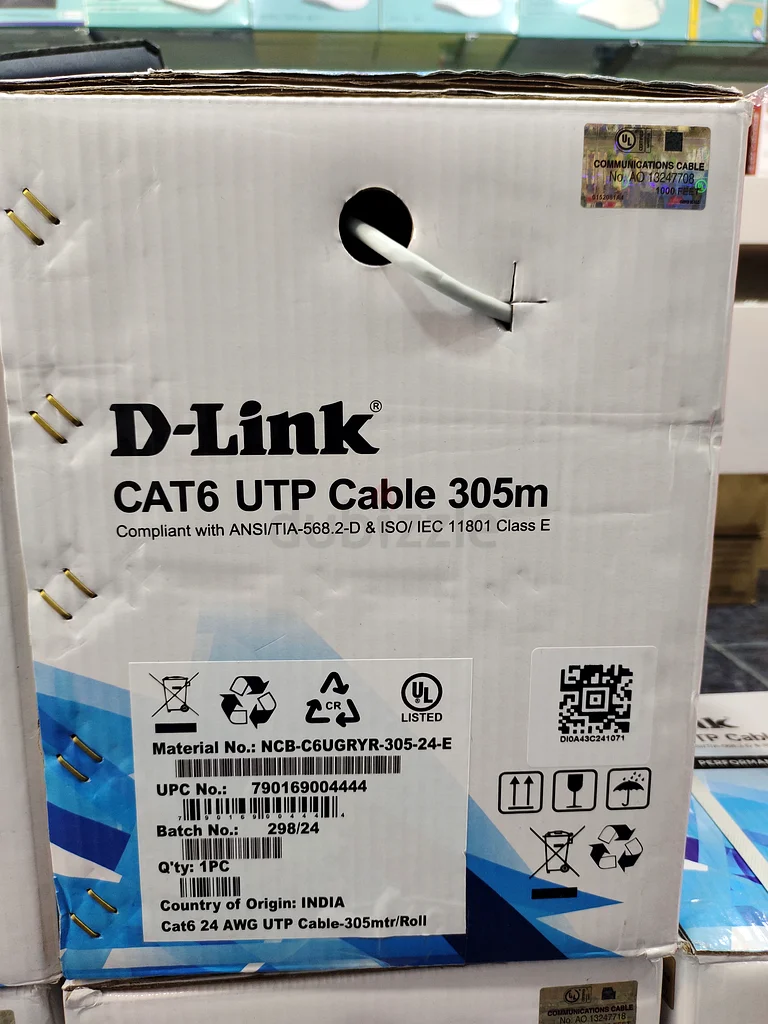 D link DLINK CAT UTP 305M CAT 6 NETWORK CABLE CAT 6 24 AWG UTP MADE IN INDIA63258147366786111