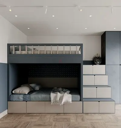 Stylish and Functional Bunk Bed with Storage - Ideal for Kids Rooms!