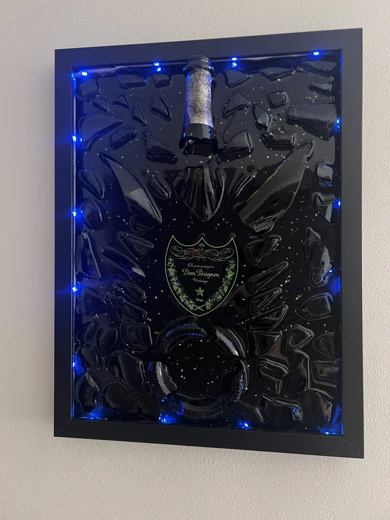 Dom Perignon Champagne with LED Light Broken Bottle Art Frame Wall hanging62930641687426111