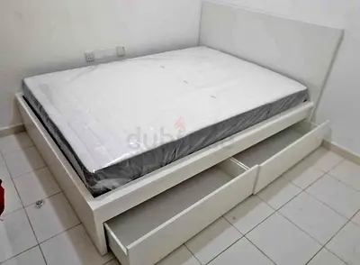 IKEA Malam double size bed 140/200cm bed with 2 storage drawers underneath and Ikea mattress