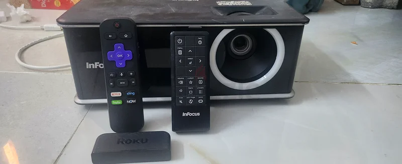 Infocus Projector - with remote and  roku tv63264092879745112