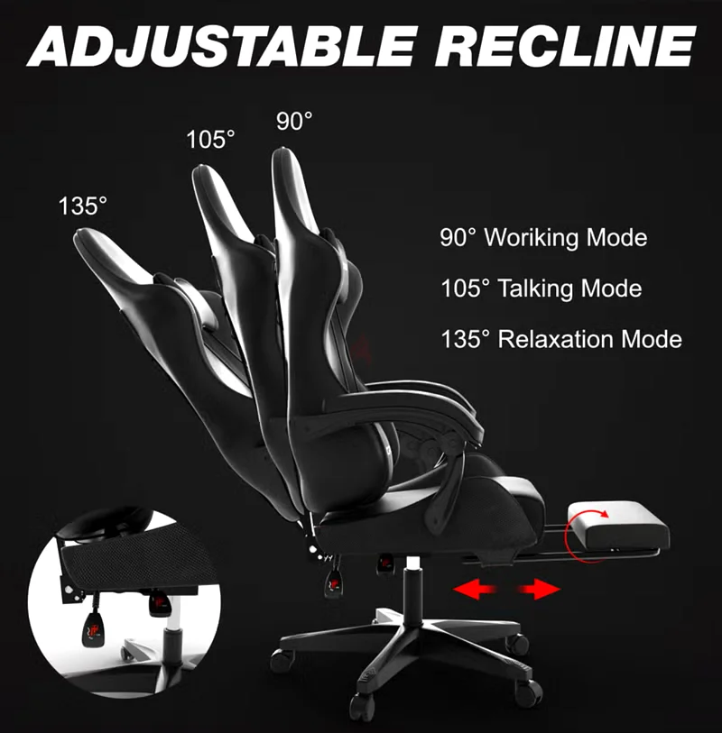 Gaming Chair with retractable footrest63173866890371111