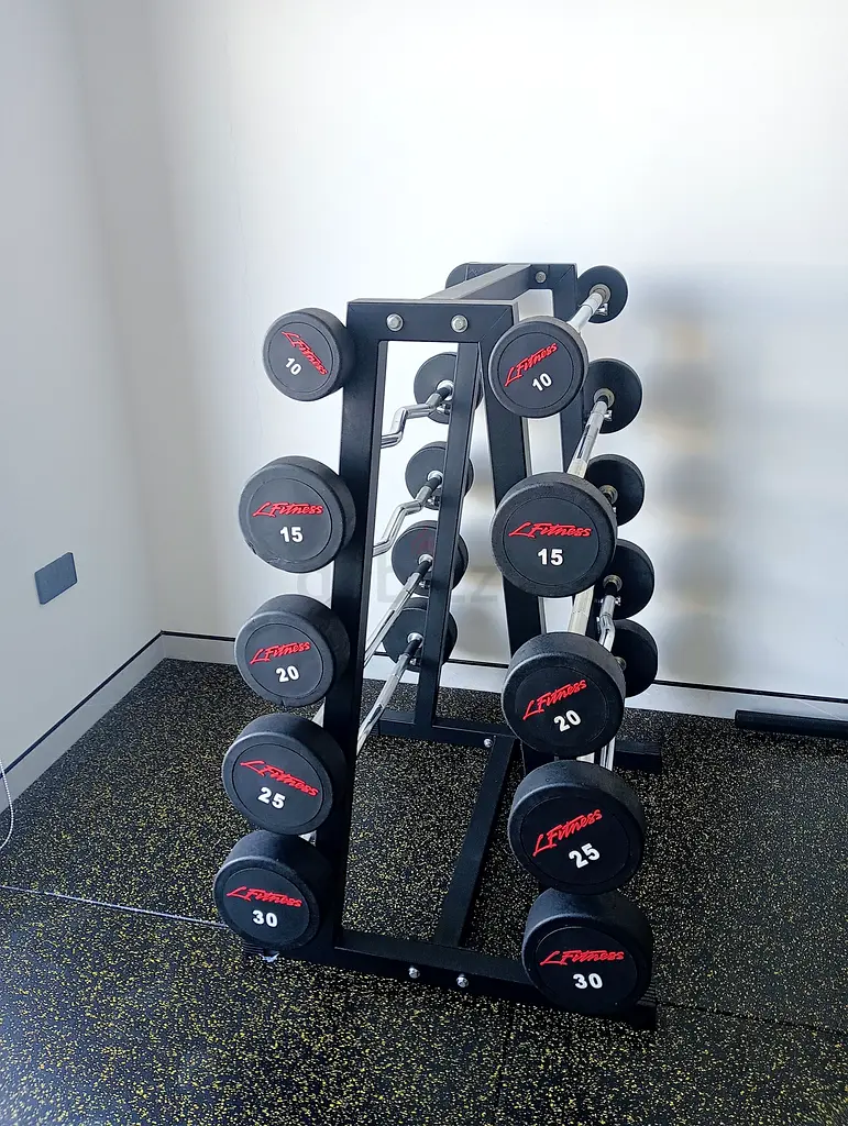 Fixed Barbell 10kg — 30kg Straight  Curl With Rack