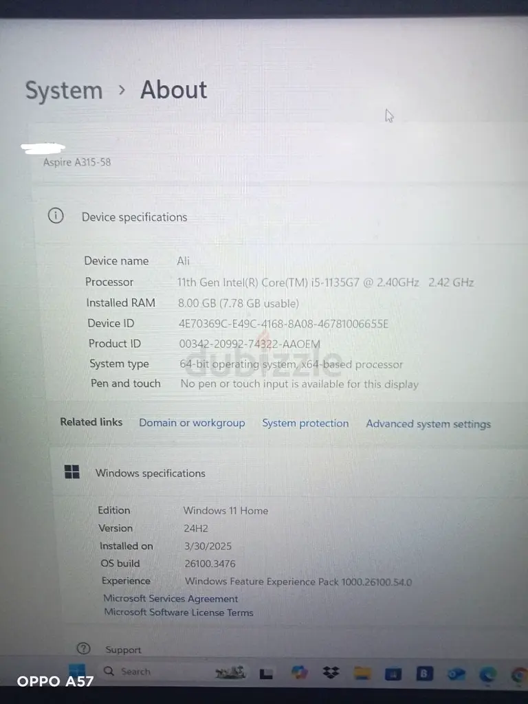 Acer Laptop aspire 3 - Iris XE graphics , 11th generation intel core i563255525693570111