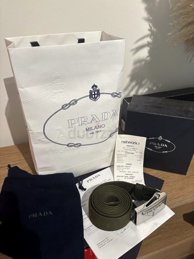 New Prada Belt “Khaki”with Authentic Packaging63239614536706114