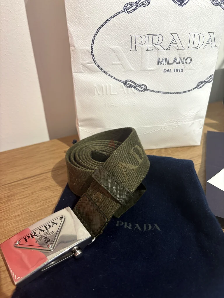 New Prada Belt “Khaki”with Authentic Packaging63239614536706113