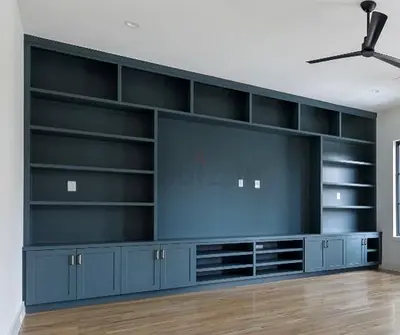 Modern Blue Entertainment Center - Perfect for Your Living Room!