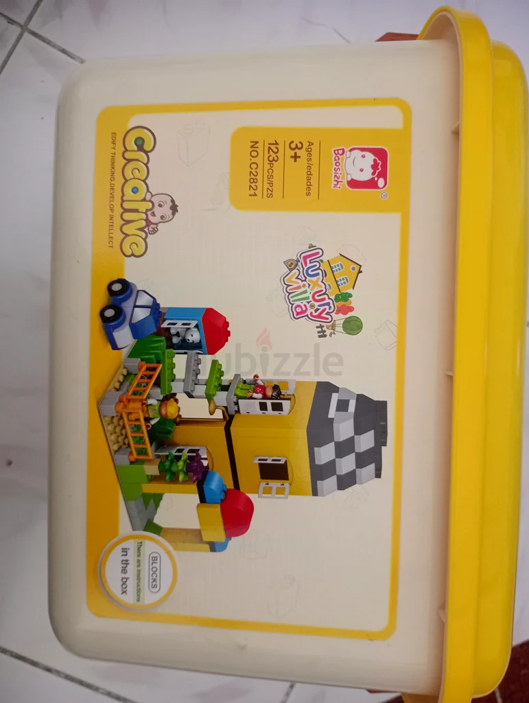 كتل بناء منزل مع صندوق حاوي لتخزين63207397079171113