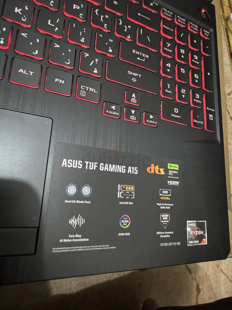 جهاز لابتوب TUF Gaming A15 FA506NCR-HN044W بشاشة 15.6 بوصة بمعدل تحديث 144 هرتز، ومعالج AMD Ryzen 7-7435HS/162863829820803112