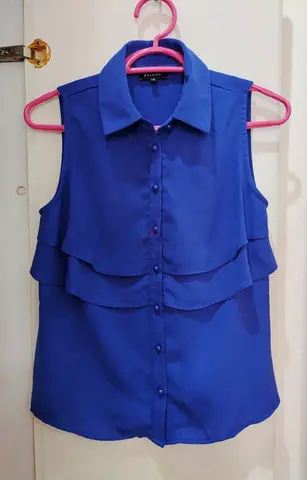 Very soft blue chiffon shirt, sizes M to L