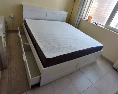 Ikea brimness king bed with headboard 4  drawers underneath