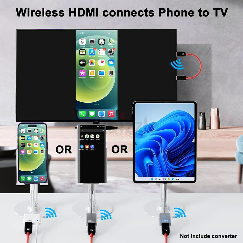 جهاز إرسال واستقبال HDMI لاسلكي، ممتد HDMI لاسلكي 1080 بكسل يدعم 2.4/5 جيجاهرتز63260749239554111