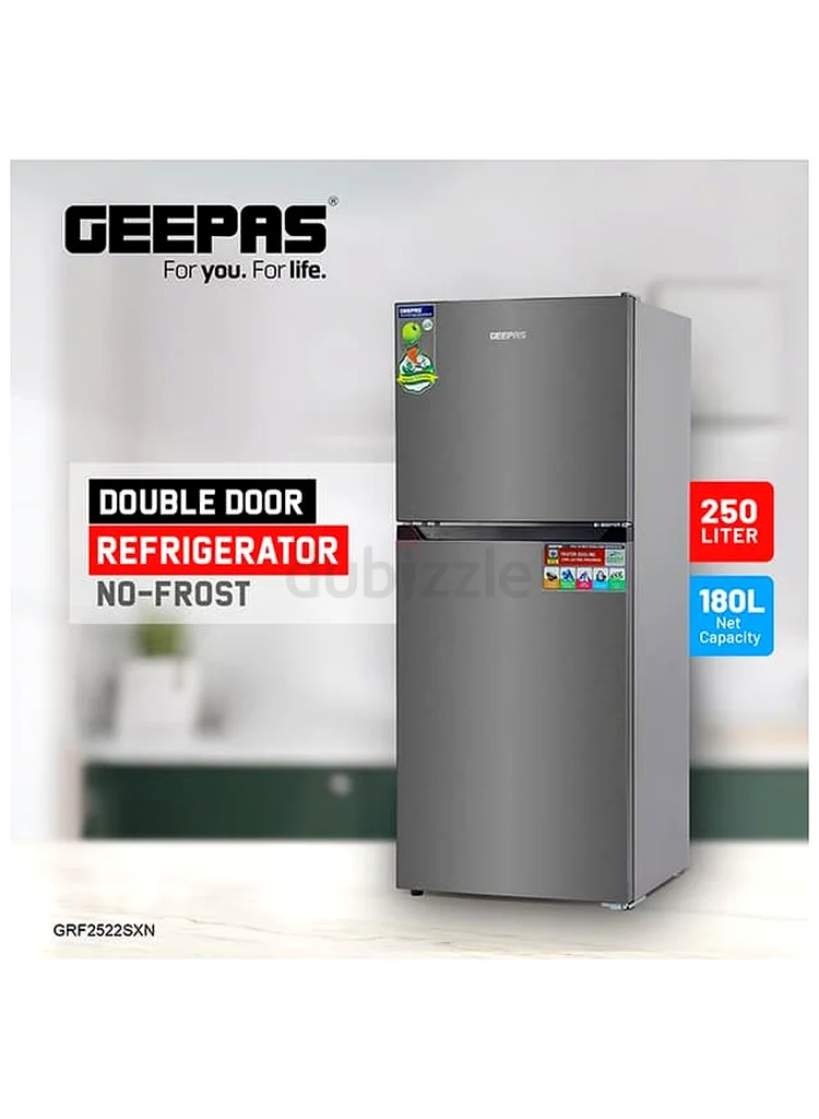 Premium Geepas Double Door Refrigerator - 250L, No-Frost!632513475576341128