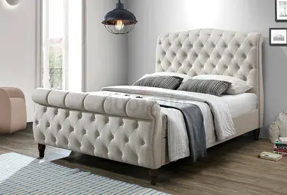Elegant Upholstered Bed with Tufted Design