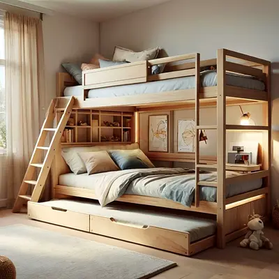 Stunning Wooden Bunk Bed with Storage for Kids