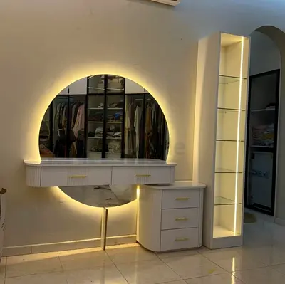 Modern White Vanity Mirror with LED Lights