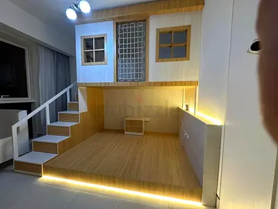 Modern Kids Loft Bed with Playhouse Design