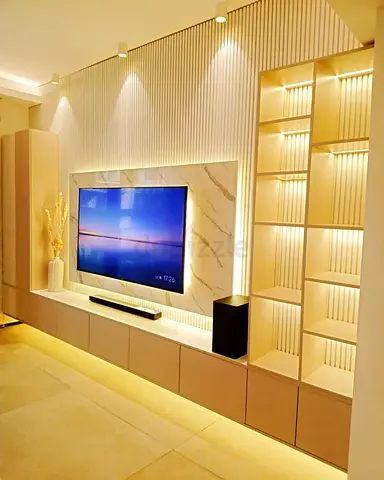 Modern TV Unit with Built-in Lighting for Sale
