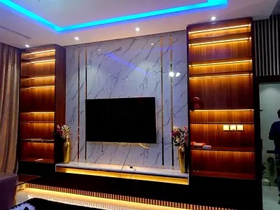 Modern Wall Unit with Built-in Lighting - Perfect for Your Living Room