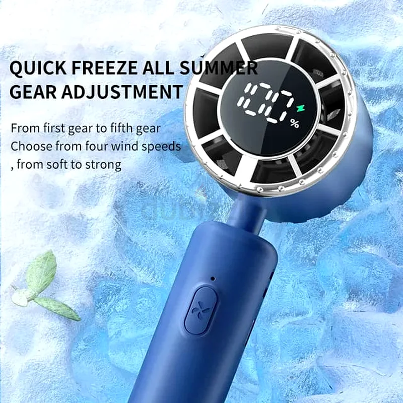 Portable Rechargable Fan, 2000 mah battery-Blue632203261781781128