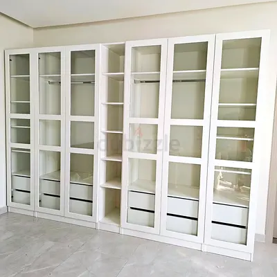 Modern White Wardrobe with Glass Doors - Stylish  Spacious!