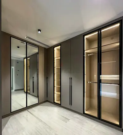Sleek Modern Wardrobe with Mirror Finish