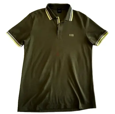 Classic BOSS Hugo Boss Polo Shirt in Olive Green – Size L  – Original