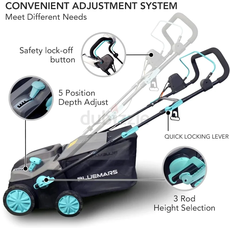 Effortless Lawn Care with BLUEMARS Electric Scarifier with Lawn Aerator. 2-in1.63252941000963112