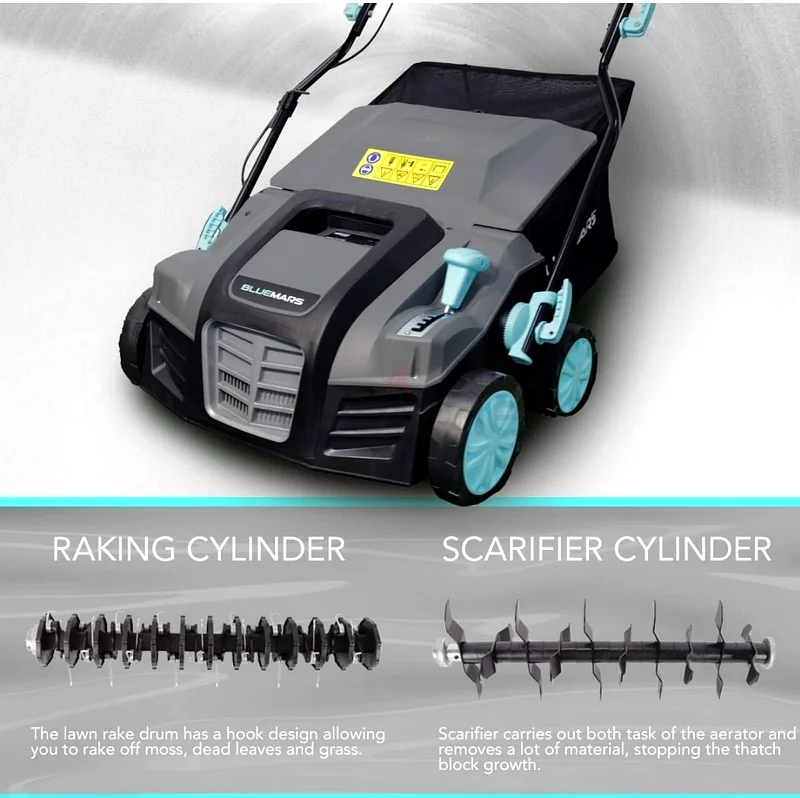 Effortless Lawn Care with BLUEMARS Electric Scarifier with Lawn Aerator. 2-in1.63252941000963113