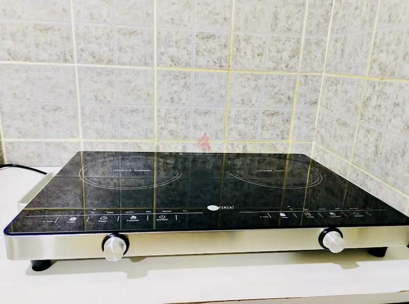 موقد كهربائي مزدوج، 3000 واط، عرضة LED، قفل أمان للأطفال، لوحة كريستال63253975197699113