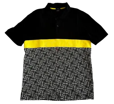Unique BOSS Hugo Boss Polo Shirt in Black  Yellow – Size L – Original