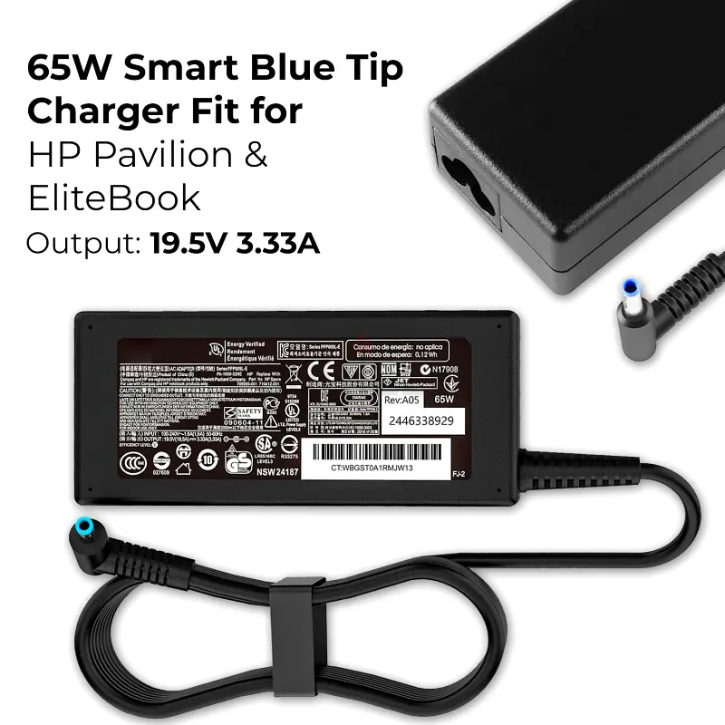 Laptop Charger HP 65W Blue pin