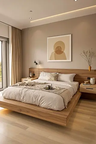 Sleek Modern Bed Frame with Side Tables