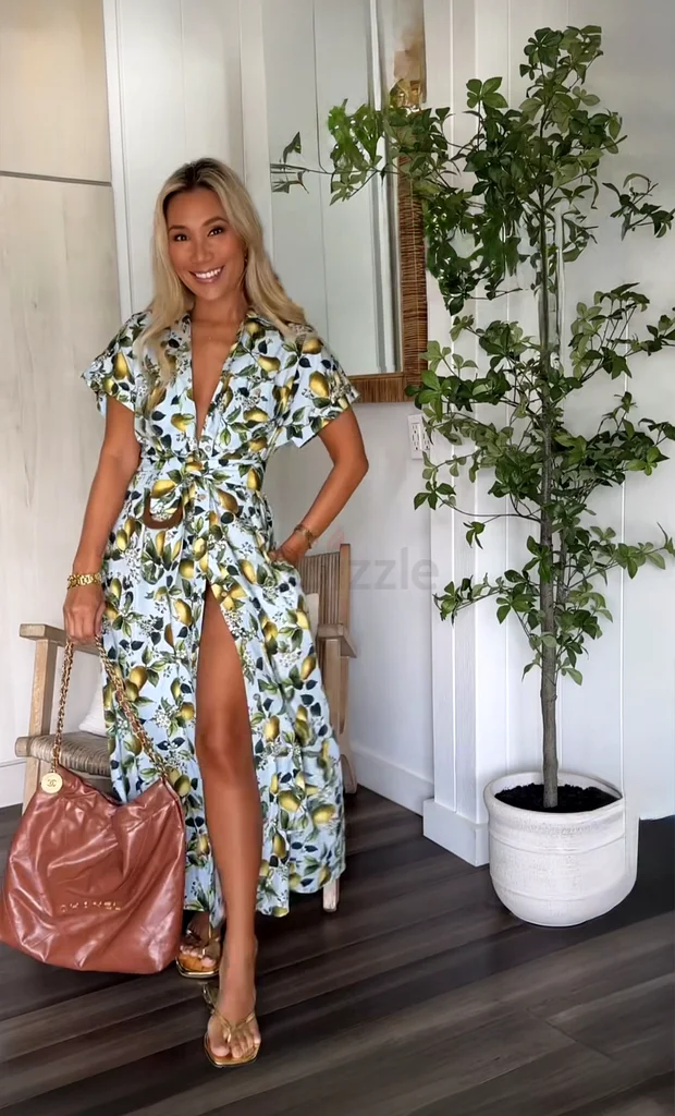 Zara Fruit Print Midi Dress with Belt63265101826819113
