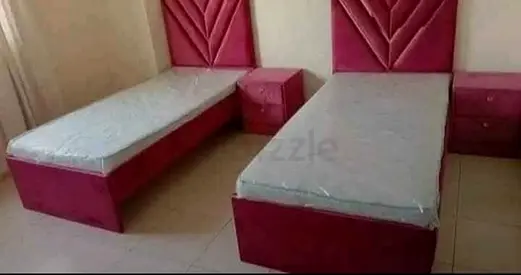 Stylish Twin Beds with Matching Nightstands