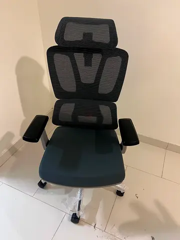 Office mesh chair with headrest and lumbar support
