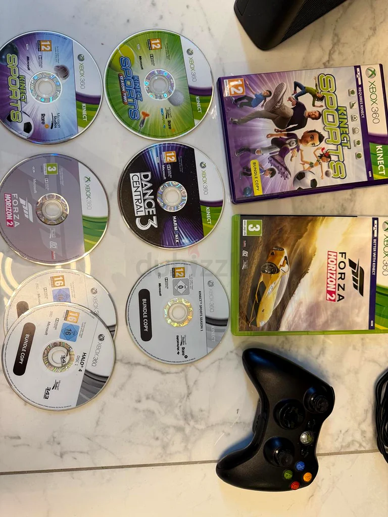 وحدة تحكم Xbox 360، مع وحدة التحكم، وكاميرا الحركة، و8 ألعاب، السعر قابل للتفاوض63230190745987114