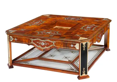 Exquisite Handcrafted Square Coffee Table with Intricate Inlays