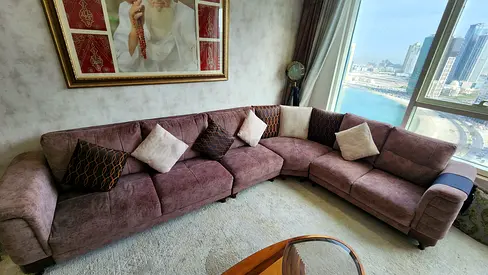 Stylish L-Shaped Sofa with Cushions