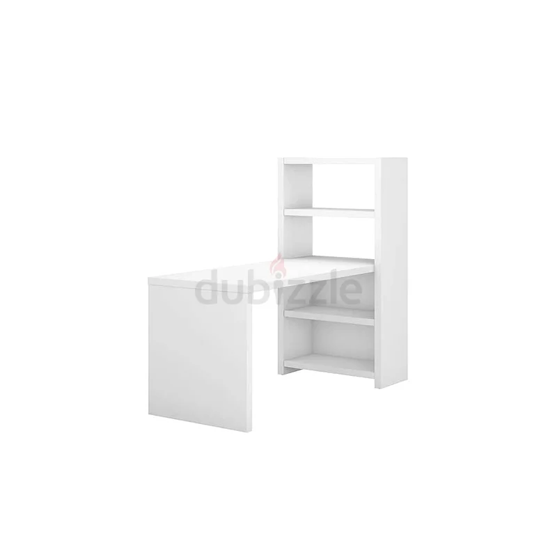مكتب مكتبي عصري أبيض مخصص مع رفوف مدمجة63219342592770112