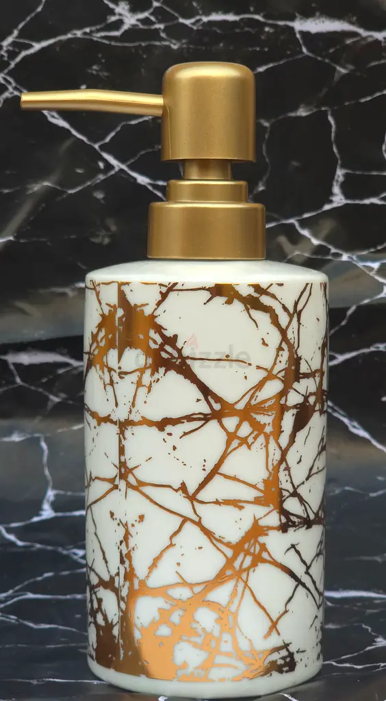 Elegant Gold and White Marble Soap Dispenser