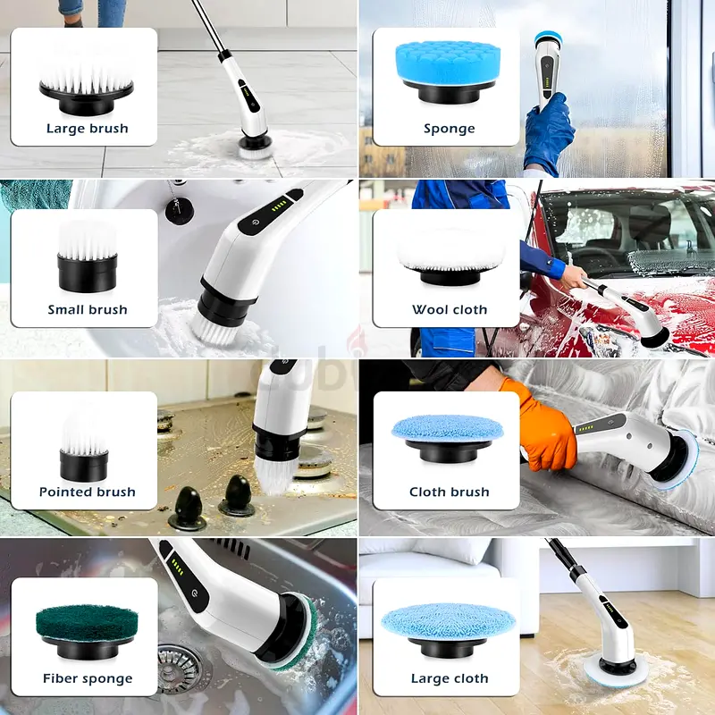 فرشاة تنظيف كهربائية دوارة مع 7 رؤوس فرشاة قابلة للتبديل63253972194819113
